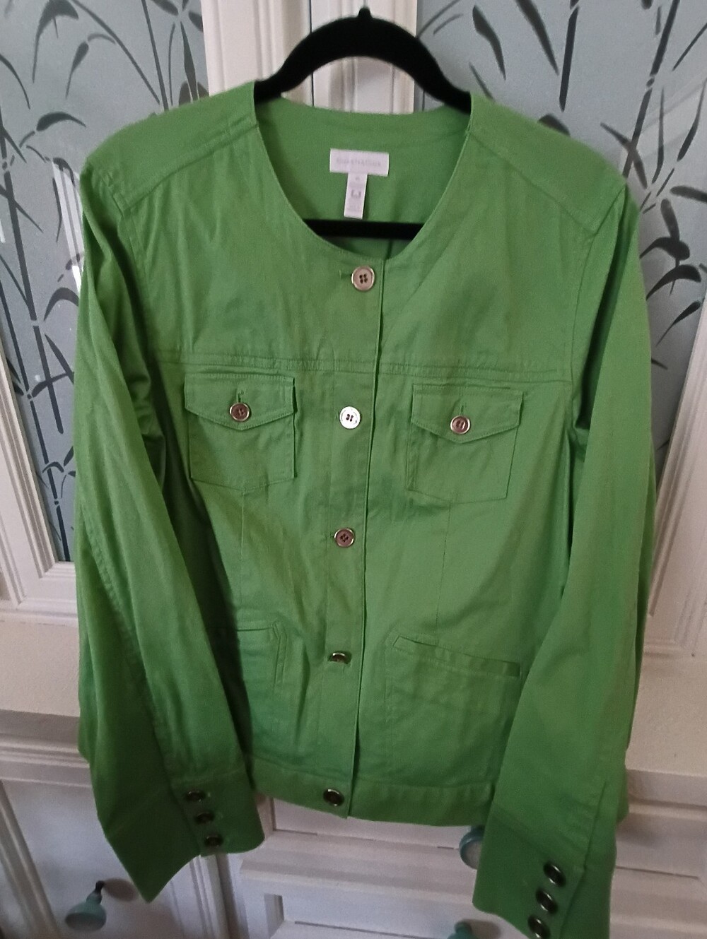 Charter Club Green Button-Front Utility Jacket
